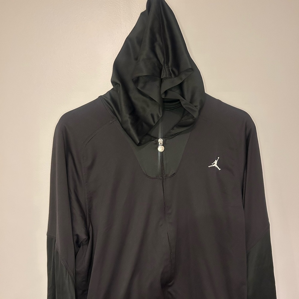 NIKE JORDAN Jumpman full zip black hoodie w/ button pockets - Size Large